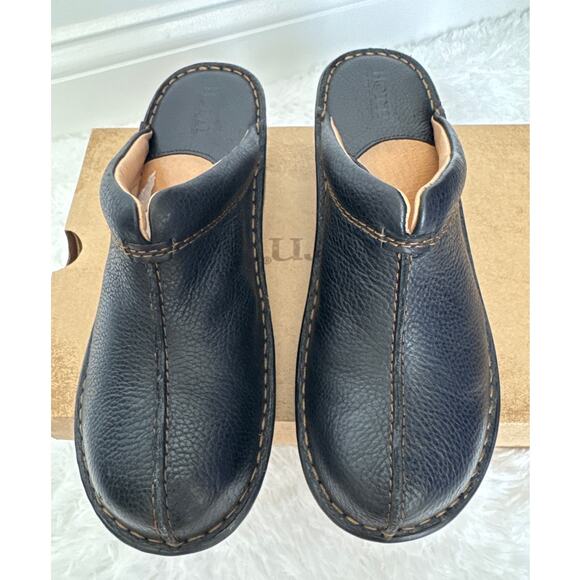 Born Mount II Black Leather Platform Clogs Size 9 Comfort Slip-On Shoes like new - Picture 5 of 16